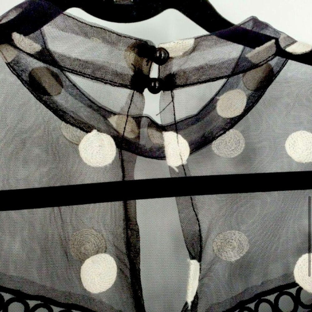 Parisian Polka Dot Mesh Black Baby Doll Dress